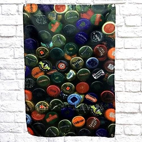 Beer Cap Wine Whiskey Banner Wall Hanging INGHAM Beer Day Flag Vintage Bar Pub Club Man Cave Wall Decor Black Party Poster Gift