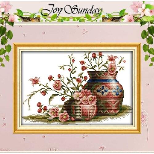 Flower in Pot Counted Cross Stitch 11CT 14CT Handmade Cotton Cross Stitch Set wholesale Cross-stitch Kits Embroidery Needlework