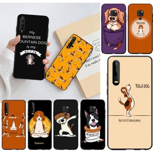 YJZFDYRM Funny Cartoon Yoga Beagle Dog black Phone Case Hull for Huawei P40 P30 P20 lite Pro Mate 30 20 Pro P Smart 2019 prime