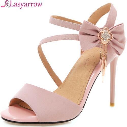 Lasyarrow 2019 new party wedding shoes women sandals peep toe elegant thin high heels shoes ladies summer dress shoes J772
