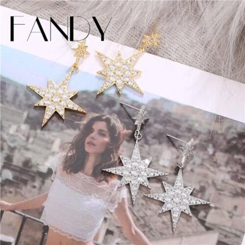 IF ME Charms Temperament Cubic Zirconia CZ Star Earrings for Women Female Gold Silver Fashion Party Statement Earring Jewelry