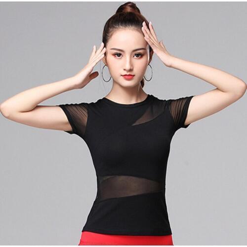 Summer New Modal Mesh Short Sleeve Women Latin Dance Top Dance National Standard Modern Latin Competition Dress for Women
