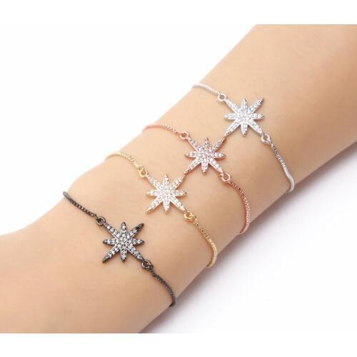 Gold silver Chain micro pave cz Zircon Cubic Zirconia bracelet rope adjusted Macrame snowflake Bangle tgg2 Fashion