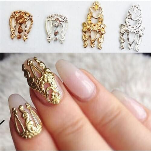 10 Pcs Nail Art Alloy DIY 3D Hollow Jewelry Glitter Rhinestone Retro Charm Tool For Women Beautiful Accessories Tips Decoration