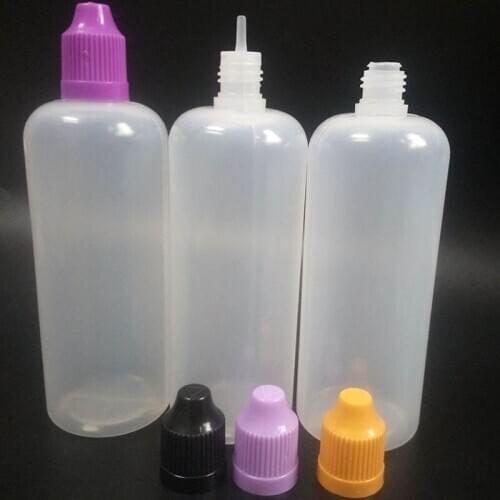 1000pcs empty Plastic Dropper oil Bottles Child Proof Cap 120ml Long Thin Tip e Liquid Vapor e-Liquide 11 colors