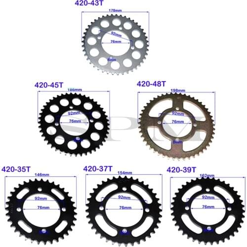 420/428 motorcycle chain sprocket, 76MM 35T/37T/39T/41T/43T/45T/48T, suitable for cross-country motorcycle 110cc-140cc