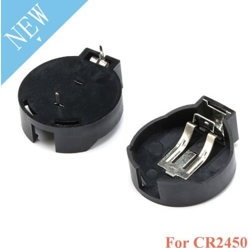 5PCS/LOT CR2450 2450 Coin Cell Button Battery Socket Holder Case 2 Pins Black
