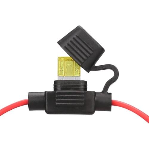 50Pcs DC12V 18AWG Inline Fuse Holder Waterprrof Pigtail Fuse Relay with 30A Blade Fuse Mini Car Power Socket Auto Replacement