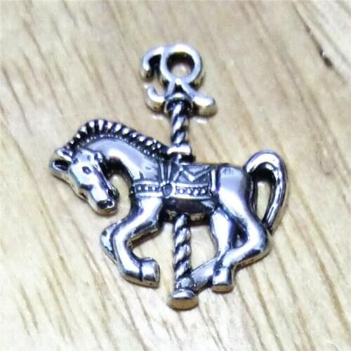 Zinc Alloy Antique Plated Carousel Horse Animals Charms For Bracelets Or Necklaces