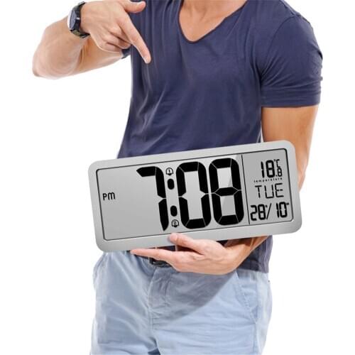 Auto Time Self Setting Alarm Clock Desk Clock Digital Wall Clock Auto Time Changing Number Clock Date Temperature Display