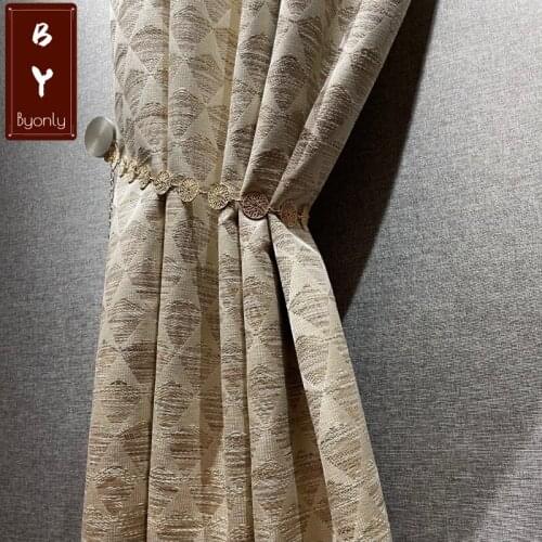 Beige Modern Simple Diamond Diamond Diamond Triangle Curtain Finished Custom Blackout Curtains for Living Dining Room Bedroom
