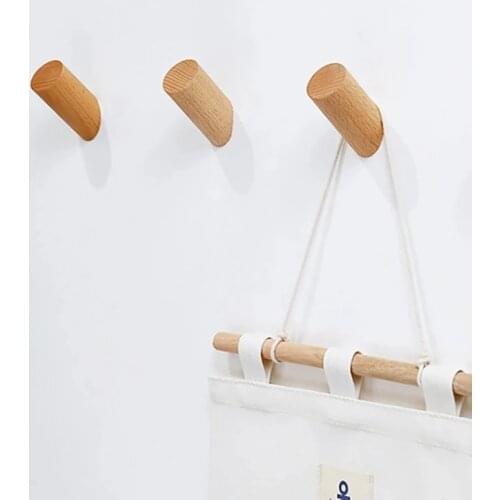 Wooden Hooks Small Hanger Key Holder Wall Mounted Bathroom towel Rack Hat Scarf Handbag Storage For Kithen Organizer