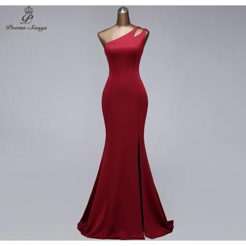 Elegant Burgundy color mermaid Evening dress woman party dress vestidos de fiesta de noche sleeveless evening gown party dress