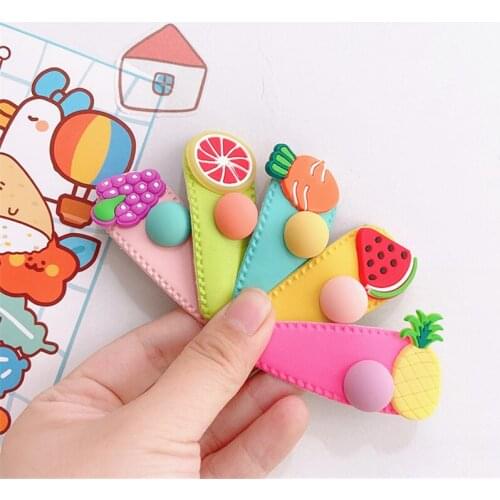 Korean Candy colors new children girls hit color cartoon fruit hairpin girl fluorescent summer ball cute BB clip
