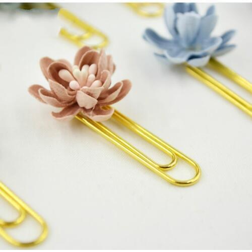 Brief flower clip bookmark candy color petals decoration flower bookmark book mark