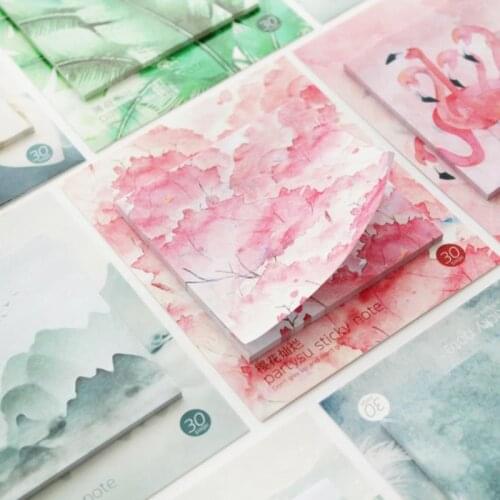 Cute Cherry Blossoms Flamingo Kawaii Memo Pad Sticky Notes Bookmark Students Planner Stickers Stationery Office School Supplies