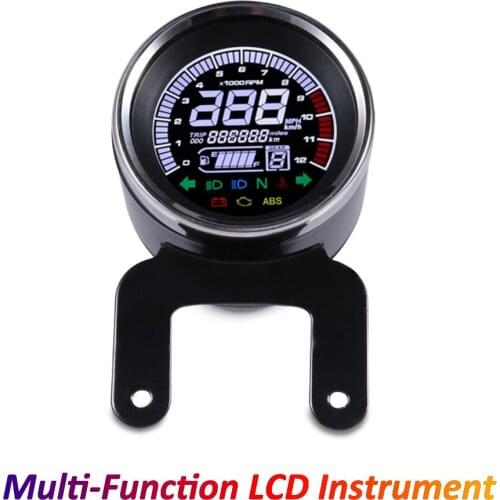 Motorbike Multi-functional Gauges Instruments LCD Digital Fuel Meter Speedometer Odometer Tachometer LED Gear Level Indicator