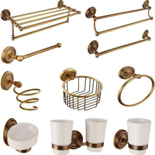 Kolerth Brass Bathroom Accessories Sets Gold Polished Robe Hooks Soap Dishes Toilet Brush Holders Toilet Rings