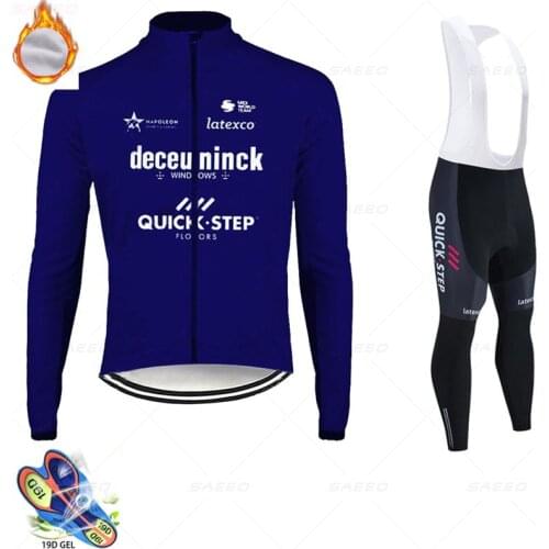 New 2021 Quick Step Men Winter Cycling Jersey Fashion Road Bike Warm Road Bike Winter Thermal Fleece Invernale Ciclismo Bicycle