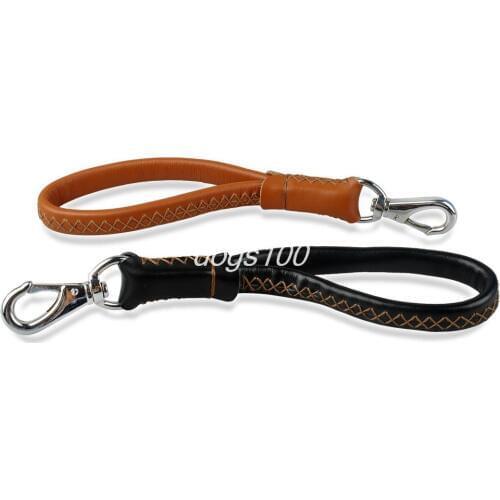 Dogs Walking Leash Heavy Duty Genuine Leather Dog Short Leads 12" Long