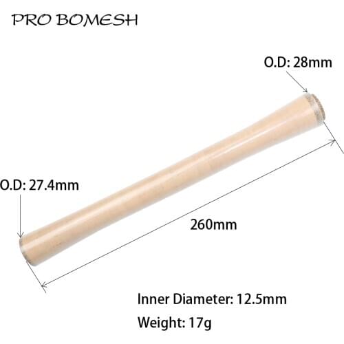 Pro Bomesh 1PCS 260mm I.D 12.5mm 4A Grade Cork Full Length Grip DIY Fishing Rod Building Component Repair Rod Pole
