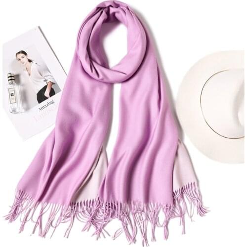 Luxury Brand Winter Scarf Women Cashmere Pashmina Shawls and Wraps Thick Soft Lady Solid Tassel Scarves Double Side Bandana
