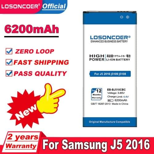 LOSONCOER 6200mAh EB-BJ510CBC Battery for Samsung Galaxy J5 2016 Edition j5109 j5108 J510 J510 J510FN J510F J510G J510Y J510M