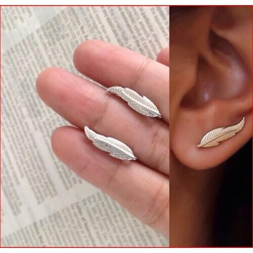 New arrive 2016 100% 925 Sterling Silver feather ear jackat,silver women sweep earring for ladies