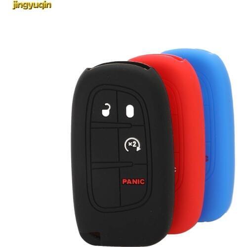 Jingyuqin 4 BTN Remote Car Key Silicone Case For Jeep Grand Cherokee Renegade Compass Dodge Charger Challenger Chrysler Fiat