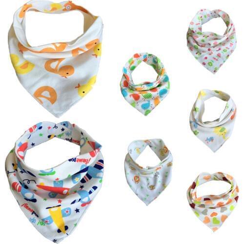 5pc/Lot Baby Bibs 100% Cotton Triangle Head Scarf Boy Kerchief Girl Babador Bandana Dribble Bib