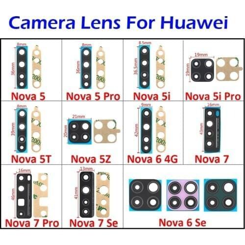 New Rear Back Camera Glass Lens For Huawei Nova 5T 5 5i 5T 5Z 6 Se 7 Pro Camera Glass With Glue Adhesive
