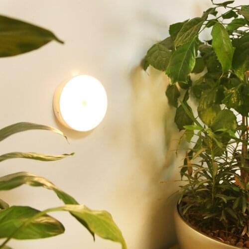 LED Motion Sensor Night Light USB Charging Mini Round Intelligent Body Induction Lamp Light For Home Bedroom Corridor Dropship