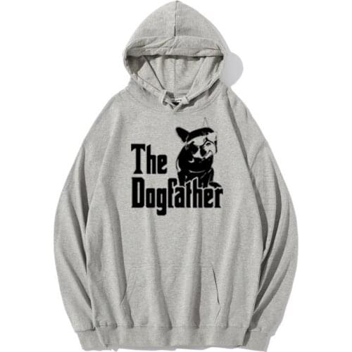 Dogfather Dog Dad French Bulldog Funny Hoodies Autumn Men Harajuku Long Sleeve O Neck Sweatshirt Pullover Top EU Size