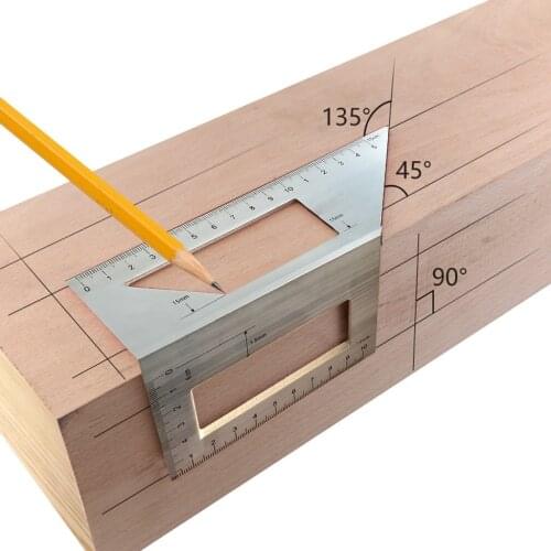 45/90 Degree Angle Ruler Metal ruler architecture Rulers for Tailors pattern Carpenters ruler square Joiner steel Protractor