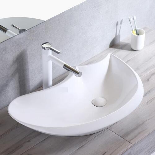 Moon oval shape Basin Bathroom Washbasin Art Basin white ceramic Wash basin bathroom sink