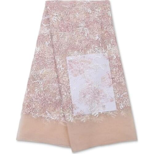 XIYA Nigerian Lace Fabric 2021 Latest High Quality Sequins Lace Fabric Embroidered Tulle African Sequins Lace Fabric 4103B-2