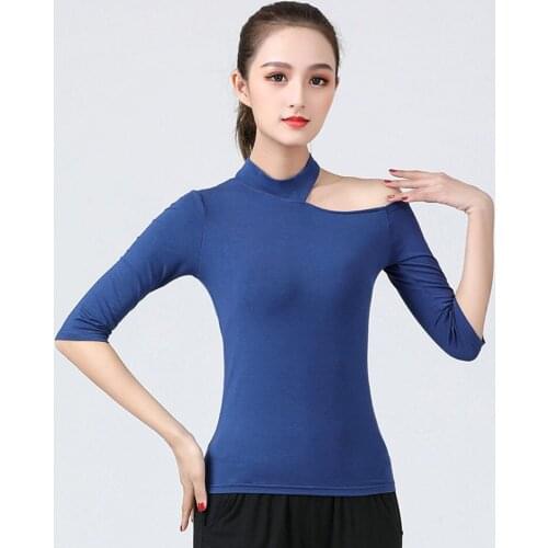 2021 New CM040 Female Latin Dance Tops One Side Shoulder Hole Design Women Dancing Shirt for Belly Ballroom Dance Performance