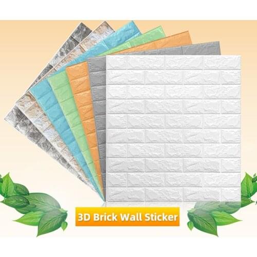10pcs 3D Brick Wall Stickers DIY Self Decor Foam Wall Covering Wallpaper For TV Background Kids Living Room Decoration
