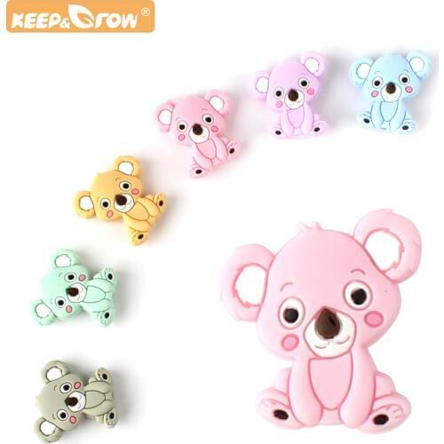 Keep&Grow 10pcs koala Silicone beads Silicone Teether Accessories DIY silicone Bead Teething Necklace Self Made Gifts