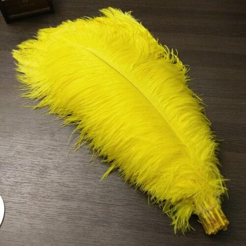 High Quantity 100pcs Beautiful Yellow Natural ostrich feathers 18-20inches/45-50cm DIY jewelry Christmas Halloween Decoration