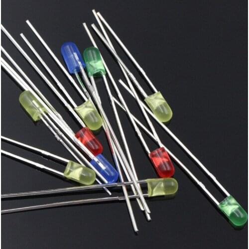 1000pcs/lot 0.06W LED Light Emitting Diode F3/3mm Round Head without Edge Long Leg Colored Lens Light Emitting Diode