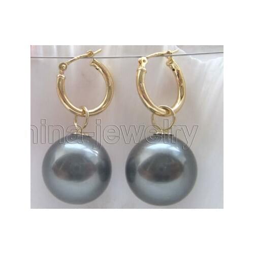 16mm peacock black south sea shell pearl earring- gold filled>Lovely Fine Nobility Ladys Womens Earrings