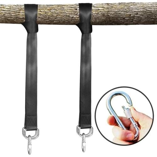 2pcs Tree Swing Hanging Kit Hammock Straps Camping Strong Load Capacity Rope Carabiner Outdoor Hiking Hammock Hanging Belt