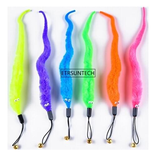 250pcs Cat Worm Colorful Pet Teaser Toy Kitten Cat Feather Toy Creative Cat Interactive Fabric Toy Supplies