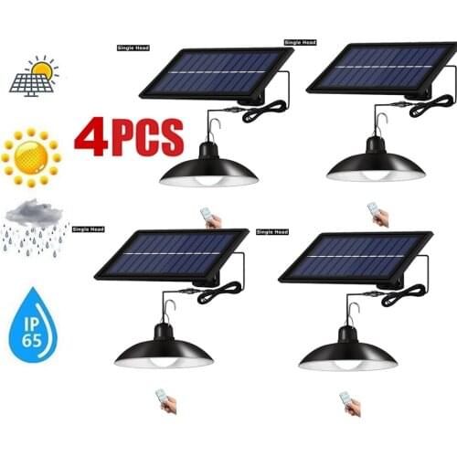 4pcs remote 30 led 2 head Retro Lampshade Solar Light Chandelier Hanging Solar Lamp 3 Meters Cord Traditional Edison Bulb Hangin