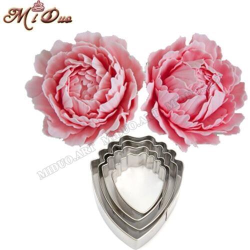 4 Pcs Fondant Cake Decoration Floral petal cutter gum paste flower Cutter Stainless steel peony cutter Set