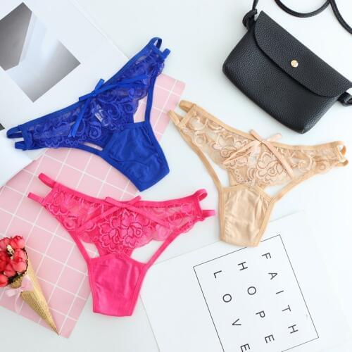 5pcs/lot wholesale women sexy lace G-strig Panties female Spaghetti strip cotton thongs Underwear intimates girls bragas 6805nP5
