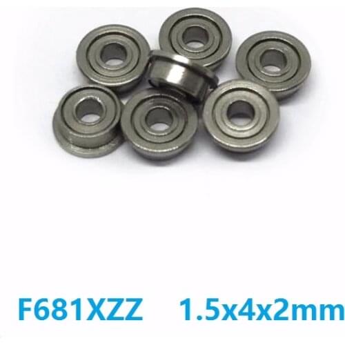 50pcs/100pcs/500pcs F681XZZ F681X ZZ Full ball Flange Bearing 1.5x4x2 mm Flanged Deep Groove Ball Ring Bearing 1.5*4*2