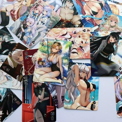54 Pcs/set Anime Azur Lane Poker Cards Toy Paper Playing Card Party Board Desktop Entertainment Game Collection Gifts Toys