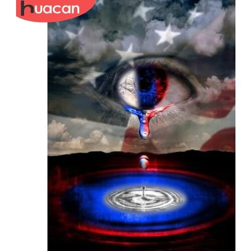 HUACAN 5d Diamond Painting Mosaic Eye Lake Full Square/round Diamond Embroidery American Flag Landscape Home Decor